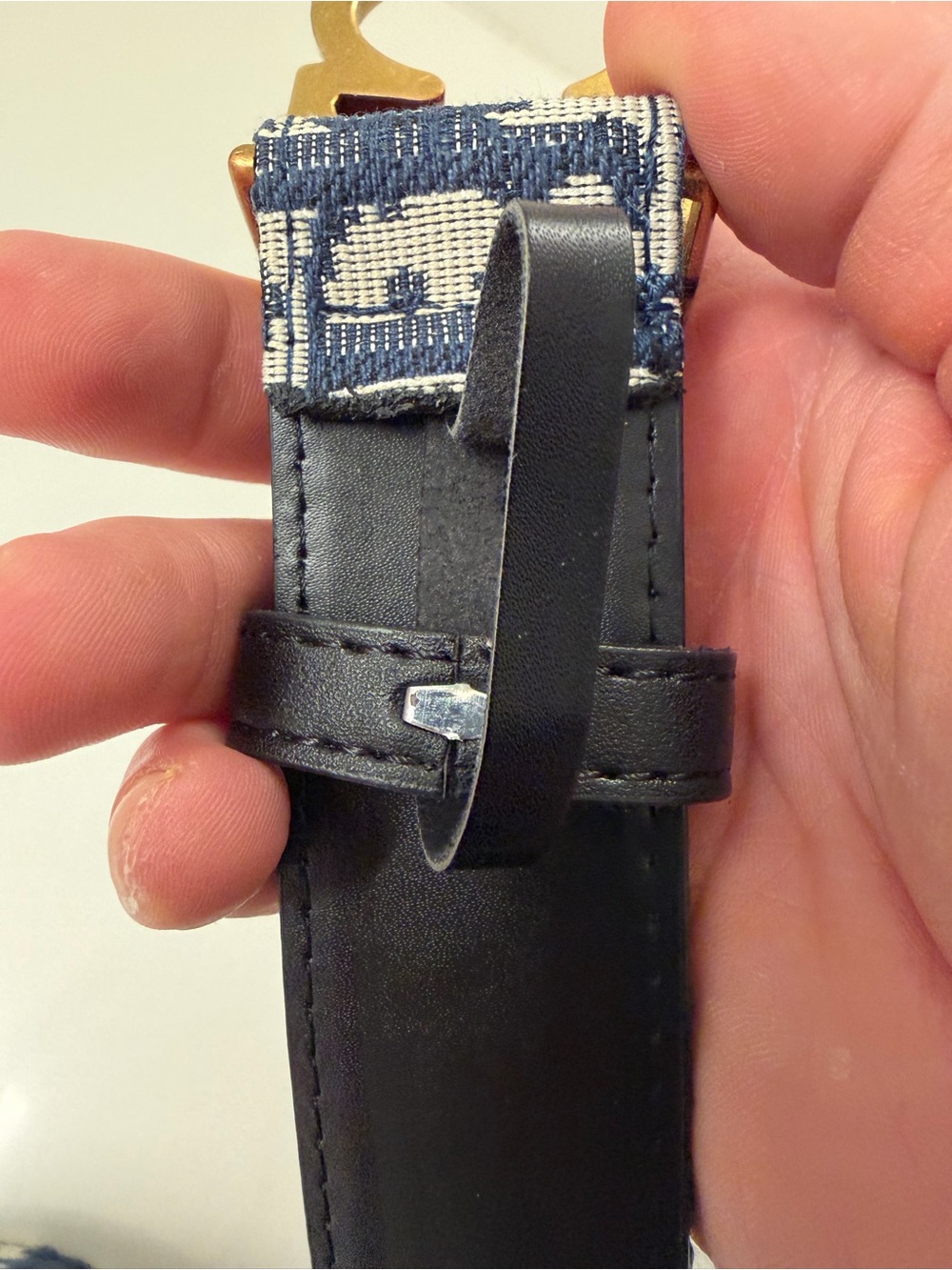 Christian Dior Oblique Canvas Belt Blue Monogram CD Gold Buckle - Picture 6 of 11